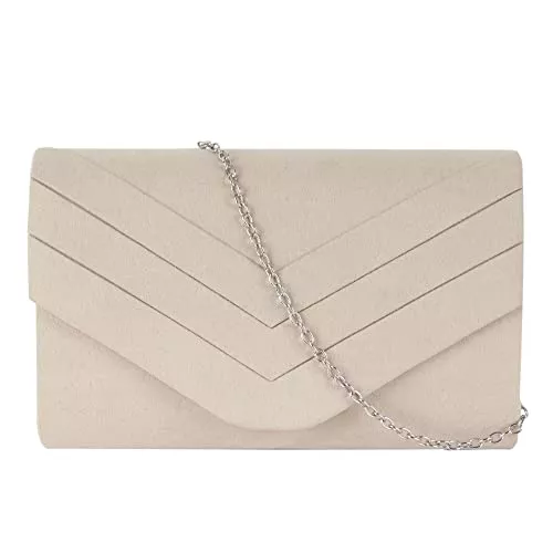 MEGAUK Taschen & Rucksäcke MEGAUK Damen Clutch Elegante Abendtasche Wildleder Handtasche Envelope Tasche Unterarmtasche mit Kette für Hochzeit Wedding Prom Party