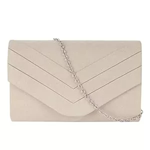 MEGAUK Taschen & Rucksäcke MEGAUK Damen Clutch Elegante Abendtasche Wildleder Handtasche Envelope Tasche Unterarmtasche mit Kette für Hochzeit Wedding Prom Party