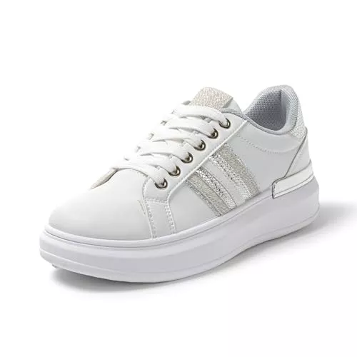 JOMIX Sneaker & Sportschuhe JOMIX Sportschuhe Damen Atmungsaktiv Leder Platform Sneaker Leicht Laufschuhe Fitness Plateau Turnschuhe Wanderschuhe Freizeitschuhe