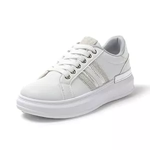 JOMIX Sneaker & Sportschuhe JOMIX Sportschuhe Damen Atmungsaktiv Leder Platform Sneaker Leicht Laufschuhe Fitness Plateau Turnschuhe Wanderschuhe Freizeitschuhe