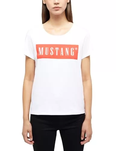 MUSTANG T-Shirts MUSTANG Damen T-Shirt ALMA - Regular Fit - XS S M L XL Weiss Schwarz Baumwolle