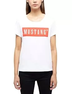 MUSTANG T-Shirts MUSTANG Damen T-Shirt ALMA - Regular Fit - XS S M L XL Weiss Schwarz Baumwolle