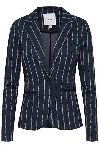 ICHI Blazer ICHI IHRUTI BL7 Damen Blazer Kurzblazer Jacke gestreifter EIN-Knopf-Blazer mit Stretch und Reverskragen