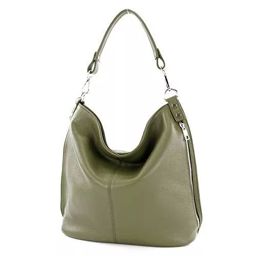 modamoda de Taschen & Rucksäcke modamoda de - T177 - ital. Damen Schultertasche aus Leder