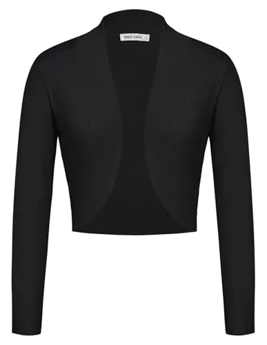 GRACE KARIN Strickjacken GRACE KARIN Damen Elegante Bolero Langarm Strickjacke Vorne Offen Schulterjacke Festlich Shrug Cardigan