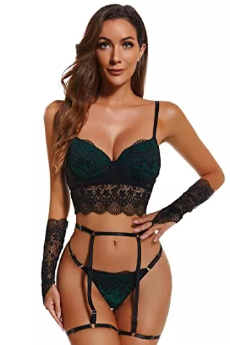 ADSEXY Unterwäsche & Dessous ADSEXY Damen Sexy Spitze Dessous Sets Durchsichtige Blumen Chinesische Stickerei Durchsichtige Träger BH und Panty 2 Stück Push Up