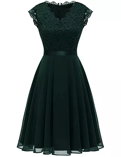 Dressystar Cocktail Dressystar Damen Ballkleid Maxi Lang Abendkleider Elegant für Hochzeit Spitzen Cocktailkeid