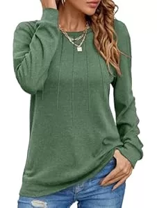 Cuptacc Pullover & Strickmode Cuptacc Langarmshirt Damen 2024 Rundhals Casual Locker Falten Tshirt Langarm Damen Oberteile Elegant