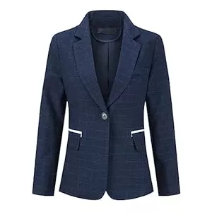 YYNUDA Blazer YYNUDA Blazer Damen Elegant Sportlich Longblazer Kariert Casual Sakko Karomuster Business Jacke