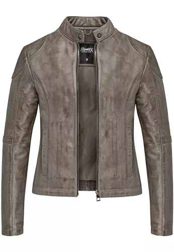 REPUBLIX Jacken REPUBLIX Damen Echtleder Jacke Biker Zipper Lederjacke RJ-8001