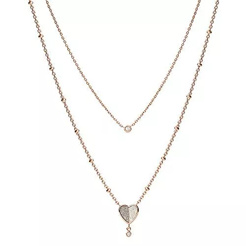 Fossil Schmuck Fossil Damenkette mehrreihig Edelstahl roségoldfarben JF03648791