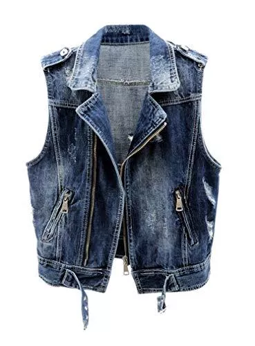 CYSTYLE Westen CYSTYLE Neue Damen Jeansweste Denim Weste Jacke Ärmellos Einfache Beiläufige Jeansweste Top Outwear