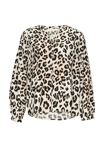s.Oliver Langarmblusen s.Oliver Viskose-Bluse mit All-Over-Print in Creme