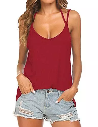 UNibelle Ärmellose Blusen UNibelle Damen Top Neckholder Ärmellose Bluse Spaghetti Bügel Loose Cami Tank Top Shirts S-XXL