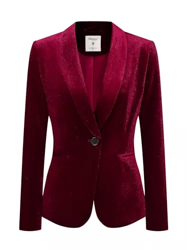 Allegra K Blazer Allegra K Damen Velvet Blazer Einfarbig Schalkragen Knopf Samt Büromantel
