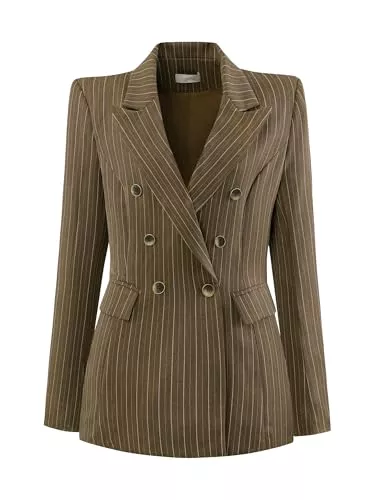 Hobemty Blazer Hobemty Damen Eleganter Blazer für das Büro, lässig, zweireihig, gestreift Jacke