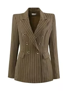 Hobemty Blazer Hobemty Damen Eleganter Blazer für das Büro, lässig, zweireihig, gestreift Jacke