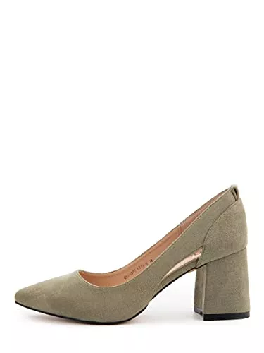 Rio Fiore High Heels Damen Pumps, Schwarz, Beige, Grün, Textil, 7 cm Blockabsatz, H1877-0716