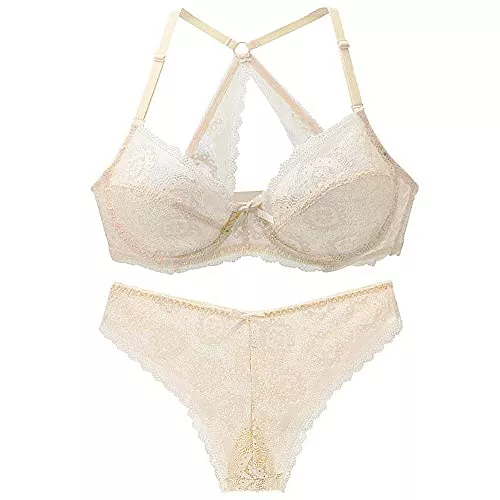 BCHRAYIUP Unterwäsche & Dessous Damen Bügel Nicht Gepolsterter BH Spitze Softschalen Cup BH Höschen Dessous Set