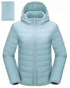 33,000ft Jacken 33,000ft Damen Leichte Steppjacke Packbare Übergangsjacke mit Kapuze für Frauen Gefüttert Pufferjacke mit Taschen für Outdoor und Freizeit