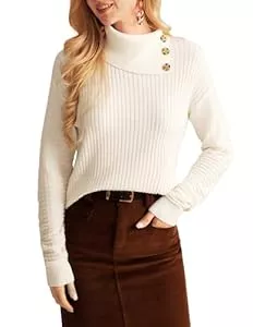 GRACE KARIN Pullover & Strickmode GRACE KARIN Damen Pullover Langarm Rollkragen Strickpullover Lässiges Dicker Herbst und Winter Pullover Oberteil