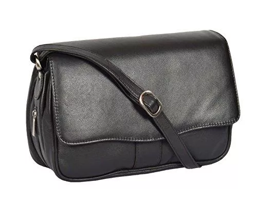 A1 FASHION GOODS Taschen & Rucksäcke A1 FASHION GOODS Schwarz Leder Umhängetasche Damen Klassisch Klappe über Messenger Beiläufig Handtasche - Ada