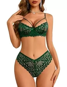 Melelly Unterwäsche & Dessous Melelly Dessous-Set für Damen, Spitzen-BH und Höschen, 2-teilig, Dessous, Spitze, Babydoll-Outfits