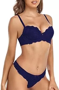 SHEKINI Unterwäsche & Dessous SHEKINI Damen BH Set Push Up Bügel BH und String Spitze Dessous Sets Abnehmbare Träger Sexy Unterwäsche Lingerie