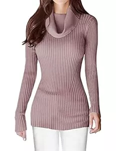 v28 Pullover & Strickmode v28 Damen Stretchable Cowl Neck Knit Long Sleeve Slim Fit Bodycon Sexy Sweater