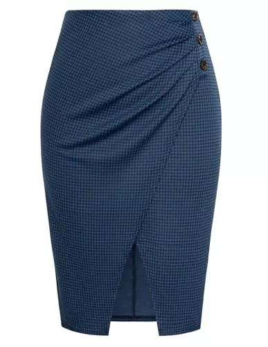 GRACE KARIN Röcke GRACE KARIN Damen Midi-Bleistiftrock figurbetontem Muster Karomuster Röcke mit elastischer Taille für den täglichen formellen Anlass