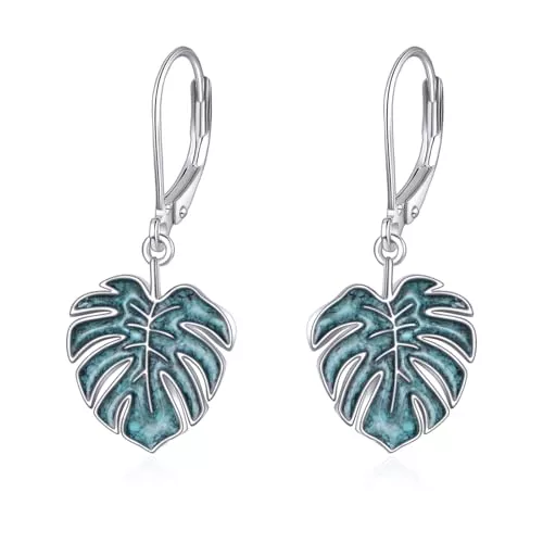 ONEFINITY Schmuck ONEFINITY Monstera Ohrringe 925 Sterling Silber Türkis Palmwedel Ohrringe Blatter Schmuck für Damen