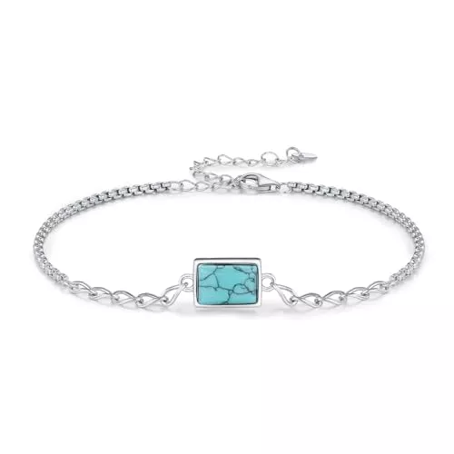 JFASHOP Schmuck JFASHOP Türkis Armband Silber 925 Verstellbar Damen Armband Türkis Schmuck Weihnachten Geschenk für Mädchen Kinder
