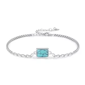 JFASHOP Schmuck JFASHOP Türkis Armband Silber 925 Verstellbar Damen Armband Türkis Schmuck Weihnachten Geschenk für Mädchen Kinder