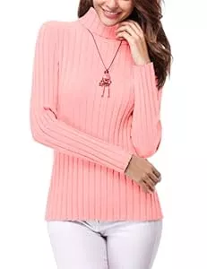 Gyabnw Pullover & Strickmode Gyabnw Pullover Damen Rollkragenpullover Gerippter Feinstrick Warm Strickpullover Elegant Sweatshirt Strickpulli Langarm Pullover Basic Slim Fit Stretch Sweater für Herbst und Winter