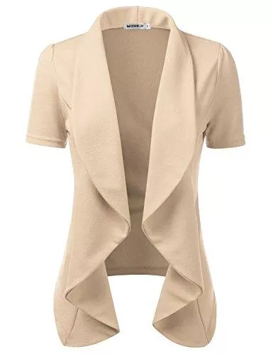 DOUBLJU Blazer Doublju Damen Blazer, leicht, dünn, kurzärmelig, vorne offen, Übergröße
