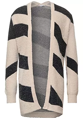 Street One Strickjacken Street One Damen Cosy Cardigan mit Federgarn Almond Cream 38