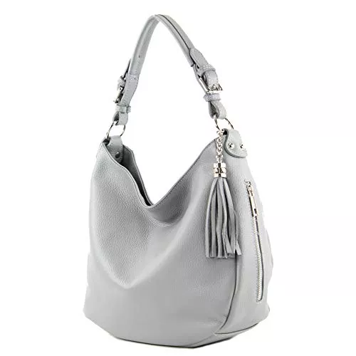 modamoda de Taschen & Rucksäcke modamoda de - T200 - ital. Damen Schultertasche aus Leder