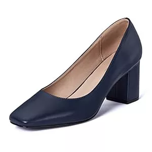 GENSHUO High Heels GENSHUO Damen Pumps mit Niedrigem Blockabsatz Elegante Klobig High Heels 7 cm/ 2,76 Zoll Arbeitsschuhe mit Eckiger Zehen Frauen Absatzschuhe mit Dicker Absatz, 36-42 EU