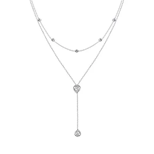DAOCHONG Schmuck DAOCHONG geschichtete Halskette für Frauen, Sterlingsilber, geschichtete Kette, Lariat-Halsband, Y-förmige Halskette, Valentinstagsgeschenke für Frauen