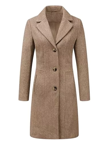 Allegra K Mäntel Allegra K Damen Revers Mantel Elegant Einreihige Langarm Arbeit Wintermäntel