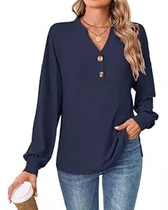 WNEEDU Langarmblusen WNEEDU Damen Bluse Langarm Oberteile Casual T-Shirt Langarm Tops Tunika