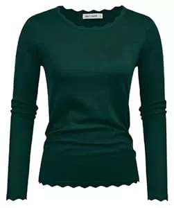 GRACE KARIN Pullover & Strickmode GRACE KARIN Damen Langarm Pullover Casual Gestrickte Bluse-Sweater Rundhals Spitze Knitwear Elatische Herbst Winter Outfits