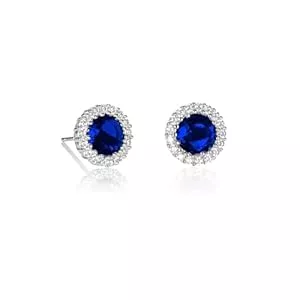 Diamond Treats Schmuck Diamond Treats Strahlenkranz-Ohrstecker aus 925 Sterling Silber mit Cubic Zirkonia in Weiß, Blau, Grün, und Rot, massive Silber runde Ohrstecker für Damen