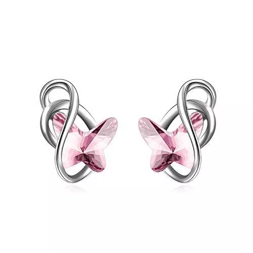 AOBOCO Schmuck Schmetterling Ohrstecker Sterling Silber Ohrringe Damen mit Kristallen, Schmuck Geschenke für Frauen Mädchen