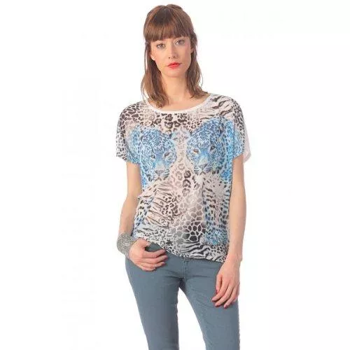 VERO MODA Kurzarmblusen Vero Moda T-Shirt Leona, Blau