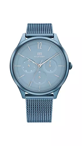 Tommy Hilfiger Uhren Tommy Hilfiger Multi Zifferblatt Quarz Uhr für Damen mit Blaues Edelstahl-Mesh-Gliederarmband - 1782459