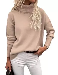 Zeagoo Pullover & Strickmode Zeagoo Pullover Damen Rollkragen Elegant Langarm Pulli Basic Casual Rollkragenshirt Einfarbig Turtleneck Strickpullover Gestrickt Obertiele Herbst Winter S-XXL