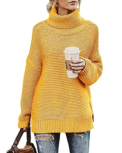 Imuedaen Pullover & Strickmode Imuedaen Pullover Damen Elegant Rollkragenpullover Langarm Strickpullover Lässiges Stricken Pulli Winter Sweatshirt Oberteile