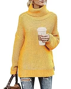 Imuedaen Pullover & Strickmode Imuedaen Pullover Damen Elegant Rollkragenpullover Langarm Strickpullover Lässiges Stricken Pulli Winter Sweatshirt Oberteile