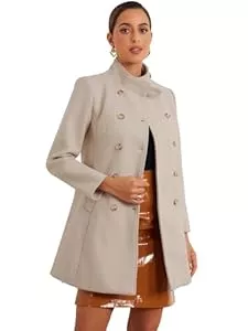 Allegra K Mäntel Allegra K Damen Mantel Jacke Herbst Zweireihiger im Winter Stehkragen Klassischer Peacoat